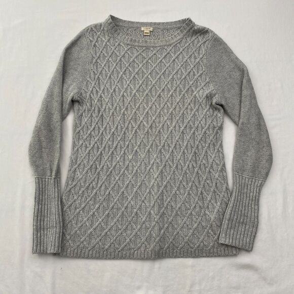 J Crew Sweater Womens Large Gray Knit Wool Blend Long Sleeve Cozy Casual - Picture 1 of 8